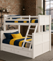 Square Posts Twin Full Bunk Bed in White