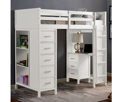 Maybell Twin Loft Bed with Desk & Storage