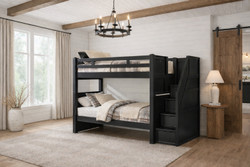 Extra Long Twin Bunk with Storage Stairs in Black