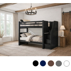 Extra Long Twin Bunk with Storage Stairs in Black