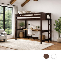 Twin XL Loft Bed with Straight Ladder on End in Espresso