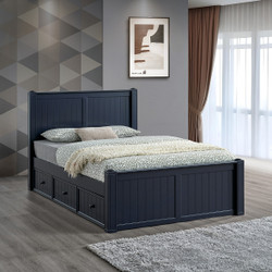 Coastal Queen Size Bed in Navy Blue | Shown with Trundle Bed Coastal Queen Size Bed in Navy Blue | Shown with Trundle Bed