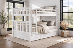 Gary Mission Queen Size Bunk Bed with Trundle in White