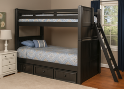 Dillon XL Twin bunk with Side mounted Slanted Ladder Black