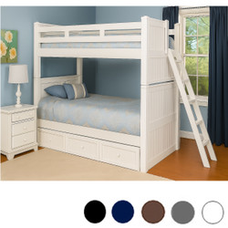 Dillon XL Twin bunk with Side mounted Slanted Ladder Black in White