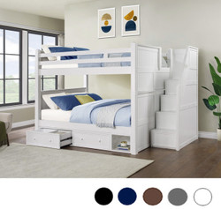 Dillon Dual Height Queen Bunk w/ Storage Stairs in White