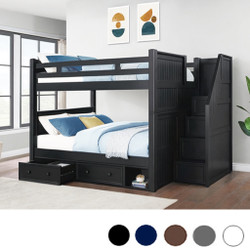 Full XL Bunk Bed With Stairway in Black Full XL Bunk Bed With Stairway in Black