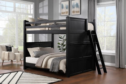 Side Mounted Queen Size Bunk Bed with Slanted Ladder in Black