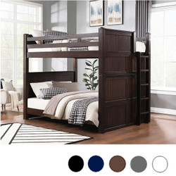 Queen High Bunk Bed with Straight Ladder on End In Espresso
