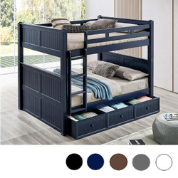 Full XL over Full XL Bunk Bed with Trundle in Navy Blue