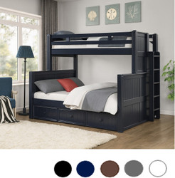 Dual Setting Twin XL Over Queen Bunk Bed in Navy Blue
