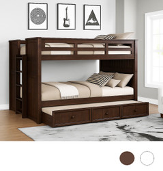 Twin XL over Twin XL Bunk  Bed in Espresso - Shown with Trundle
