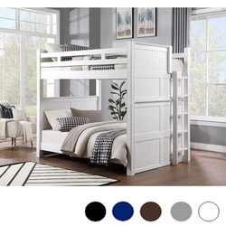Dillon White Queen Dual Height Bunk Bed with Ladder On End