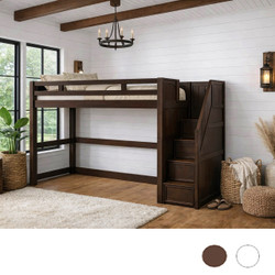 Twin XL Loft Bed with Storage Stairs In Espresso