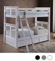 Dual Height Twin XL Bunk Bed shown with Trundle