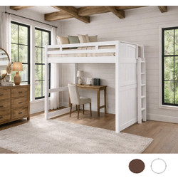 High Full Loft Bed with Side Mounted Ladder in White