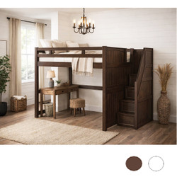 Full Loft Bed with Storage Stairs in Espresso