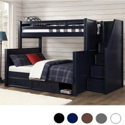 Twin XL over Full XL Dual Setting Bunk Bed w/ Stairs