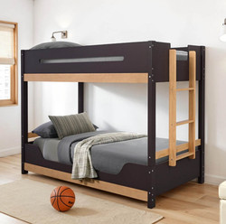 Jaxon Twin Bunk Bed in Black (Purple Mauve tint), Natural