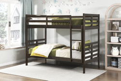 Twin Bunk Bed in Rich Dark Brown