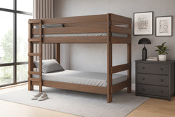 Pine Mountain Farmhouse Twin Bunk Bed in Mahogany Brown