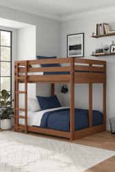 Farmhouse Queen Size Bunk Bed in Mahogany brown Farmhouse Queen Size Bunk Bed in Mahogany brown