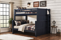 Full over Queen Dual Height with Ladder on End in Navy Blue