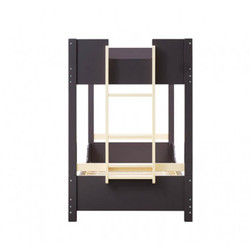 Convertible twin bunk bed with flexible lower configuration and wood accents