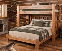 Lodge Barnwood Full Size Loft Bed with optional lower bed