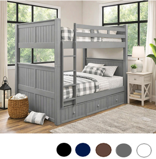 Dillon Full Over Full Bunk Bed With Vertical Ladder & Under-Bed Trundle (Shown Closed)