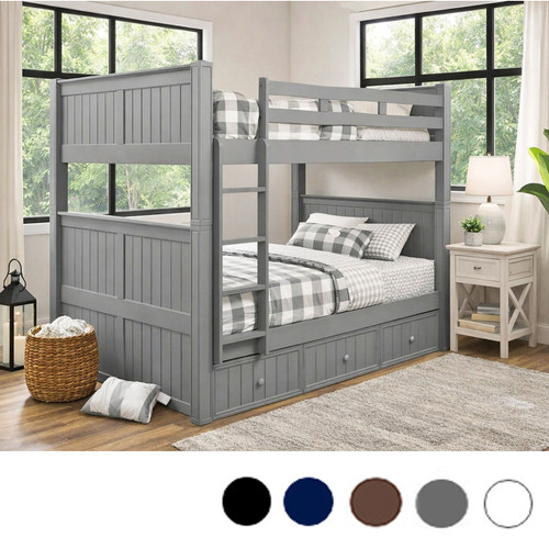 Dillon Full Over Full Bunk Bed With Vertical Ladder & Under-Bed Trundle (Shown Closed)