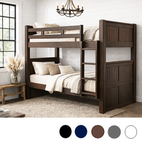 Twin Size Bunk Bed in Espresso - Shown with Vertical Ladder
