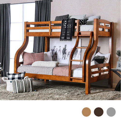 Oak Finish Wood Twin over Full Bunk