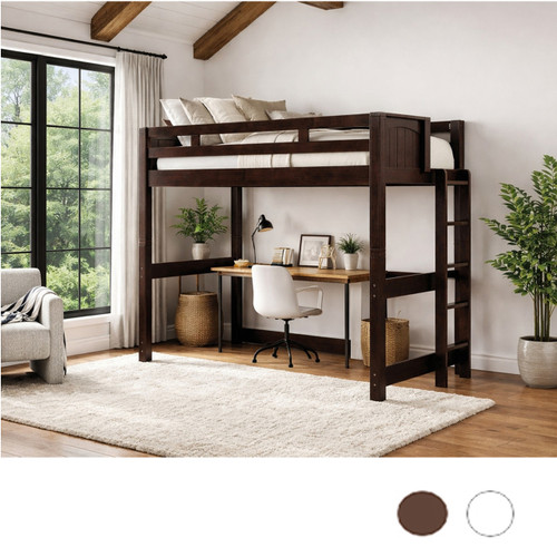 Twin XL Loft Bed with Straight Ladder on End in Espresso