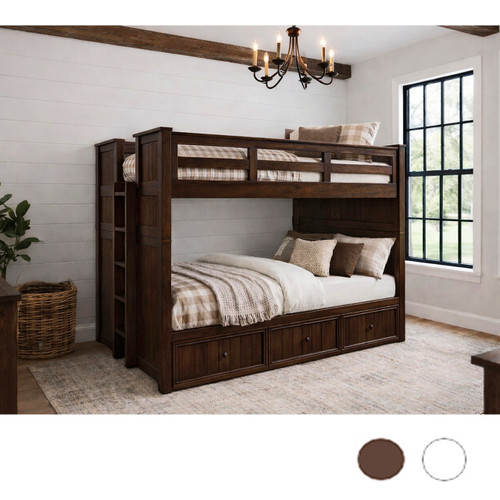 Austin Dual Settings Twin Bunk Bed in Espresso - Shown with Trundle