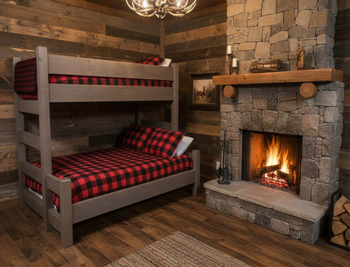 Twin XL Over Queen Barnwood Bunk Bed for Adults - Shown in Weathered Gray Finish