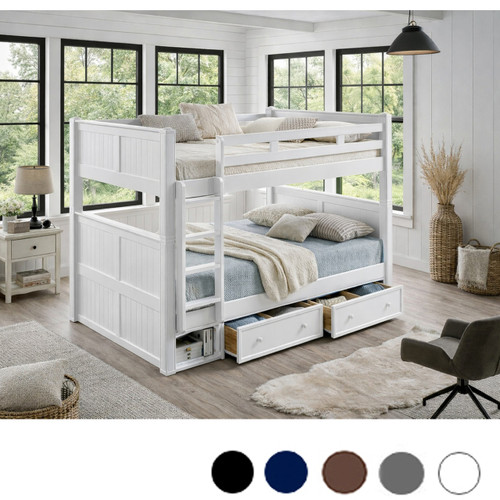 Queen Over Queen Bunk Bed With Under  Bed Drawers 