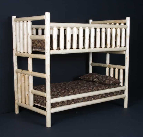 Log Twin Bunk Bed in Clear finish