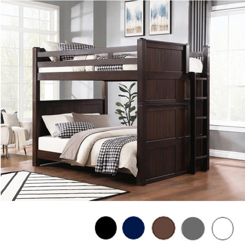 Queen High Bunk Bed with Straight Ladder on End In Espresso
