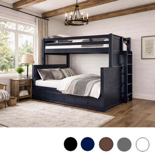 Dillon Dual Setting Twin XL Over Queen Bunk Bed in Navy Blue