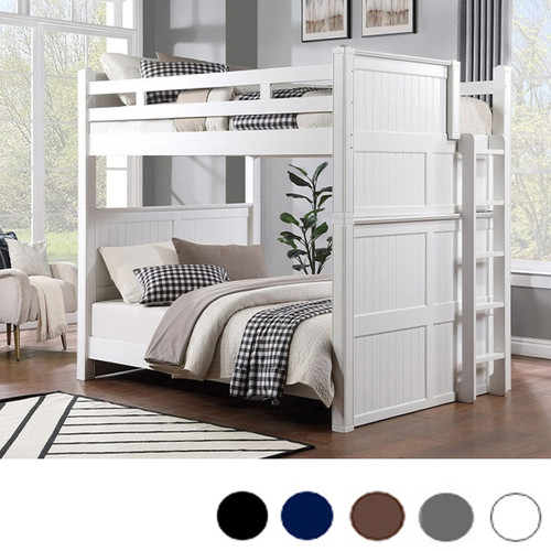 Queen Dual Height Bunk Bed with Ladder On End 