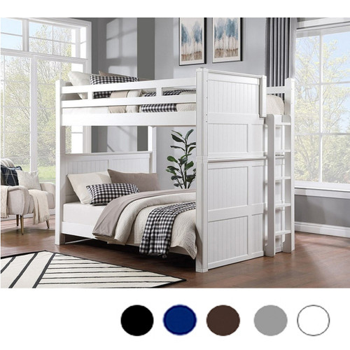 Dillon White Full XL Dual Height Bunk Bed with Ladder on End