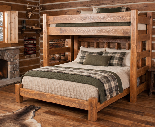 Lodge Barnwood Full XL Loft Bed with optional lower bed