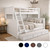 Square Posts Twin Full Bunk Bed in White - Shown with Trundle