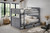 Heavy duty queen over queen bunk bed in gray
