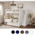 Extra Long Full over Queen Bunk Bed w/ Storage Stairs in White