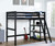Twin Workstation Loft Bed with Shelf Below in Black