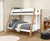 Twin Full Bunk Bed in White and Natural w/ side mounted Ladder