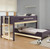 Twin over twin low bunk bed with open lower space and ladder
