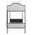 Black metal twin bunk bed with upholstered panels
